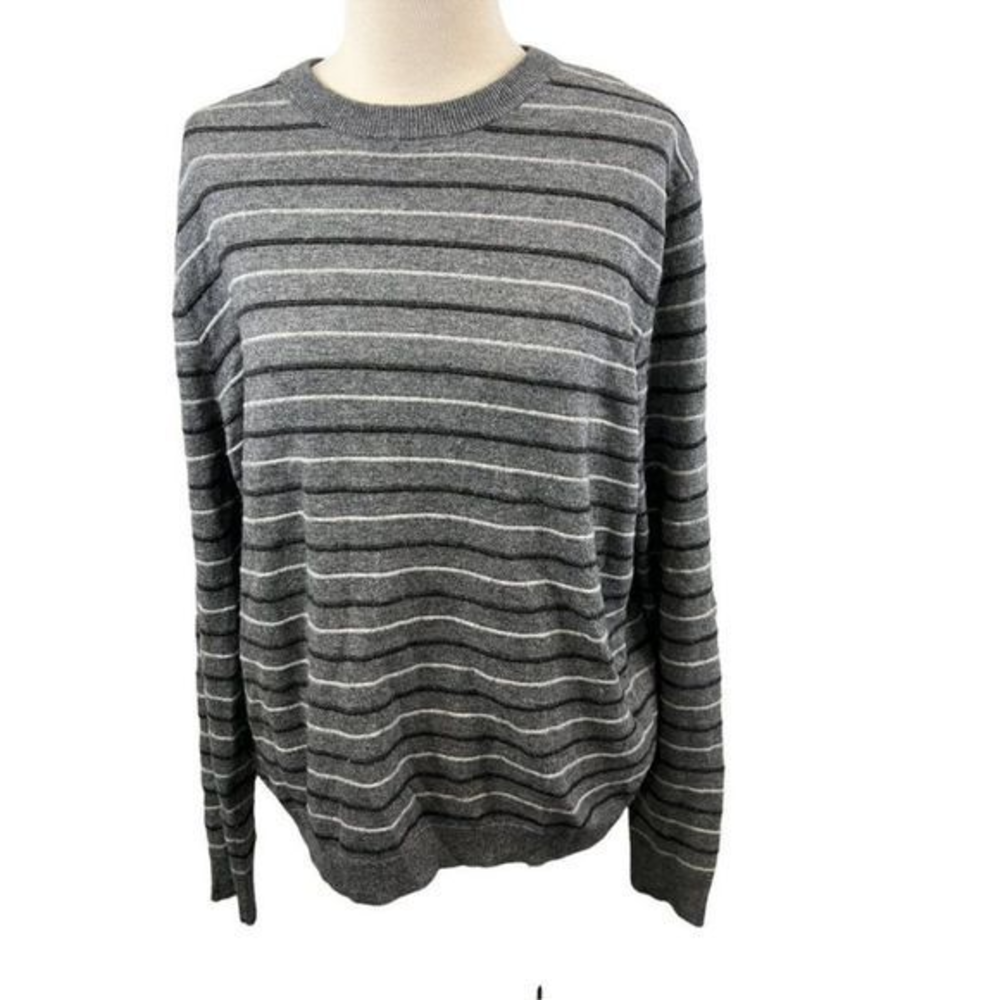 NORDSTROM Grey Stripe Crewneck Sweater‎ (XL)